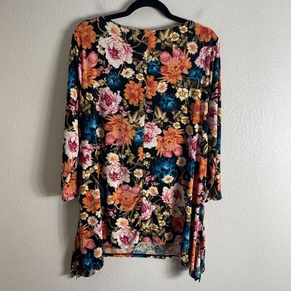 JM Collection Womens Plus XXL Floral Tunic Top 3/4 Sleeve Multicolor Stretch - Picture 10 of 10